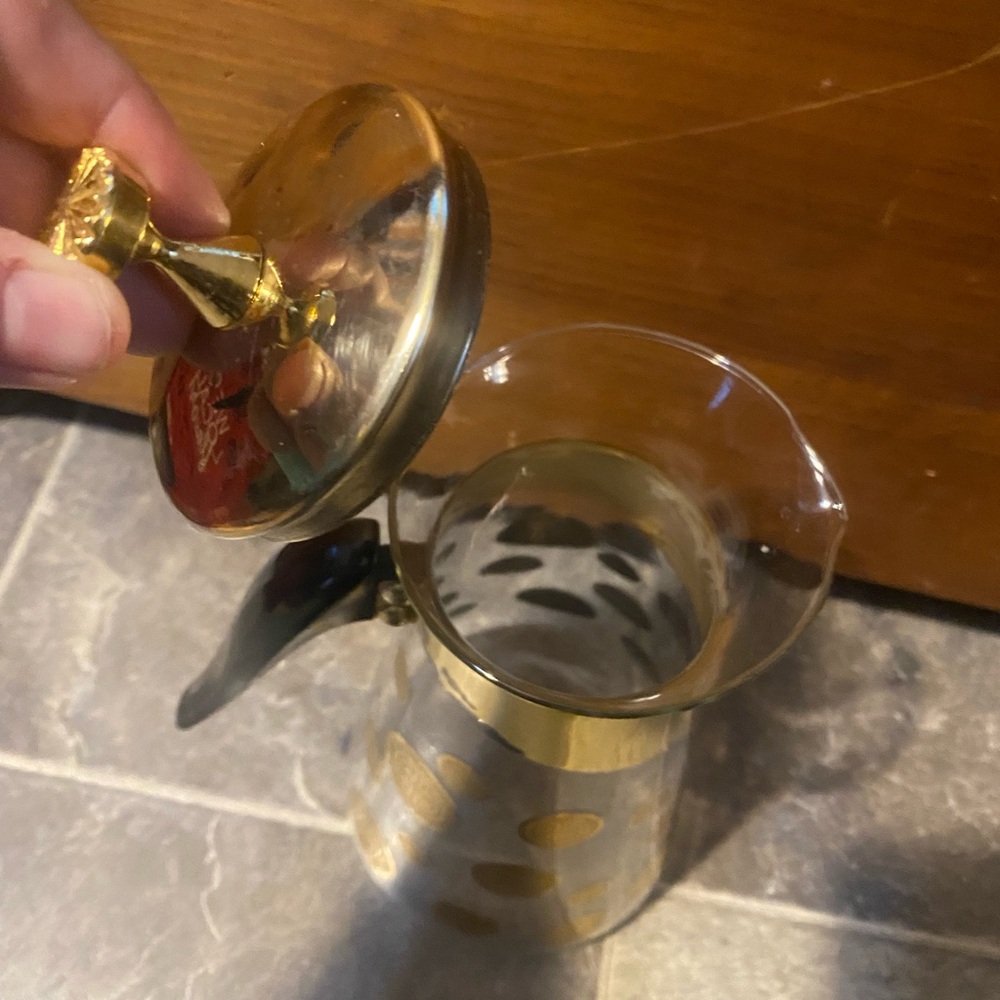 Fred Press Vintage Glass Pitcher with Gold Accents - Picture 3 of 6